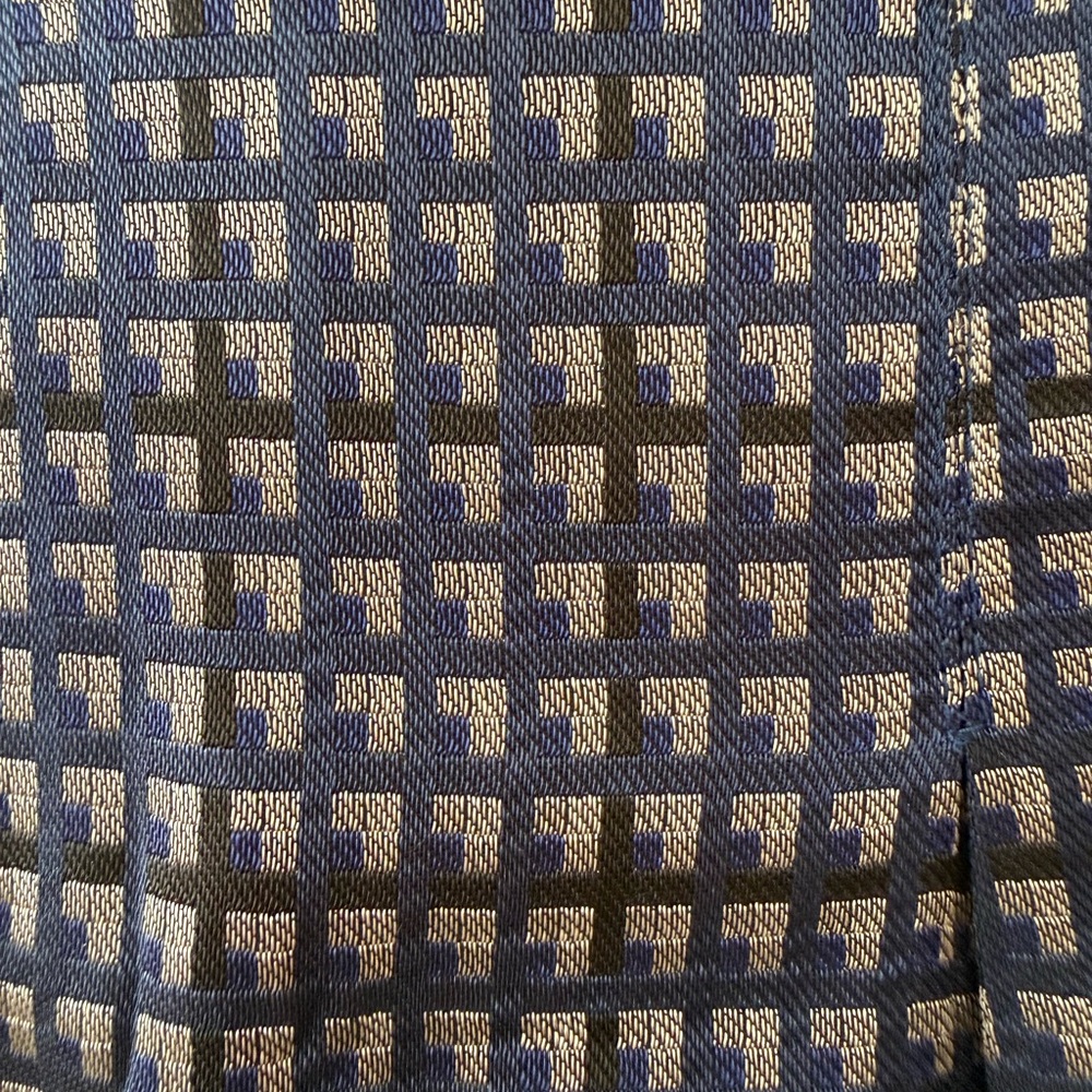 Burberry London Vintage Navy & Grey Geometric Plaid Pleated A-Line Mini Skirt - Picture 10 of 14